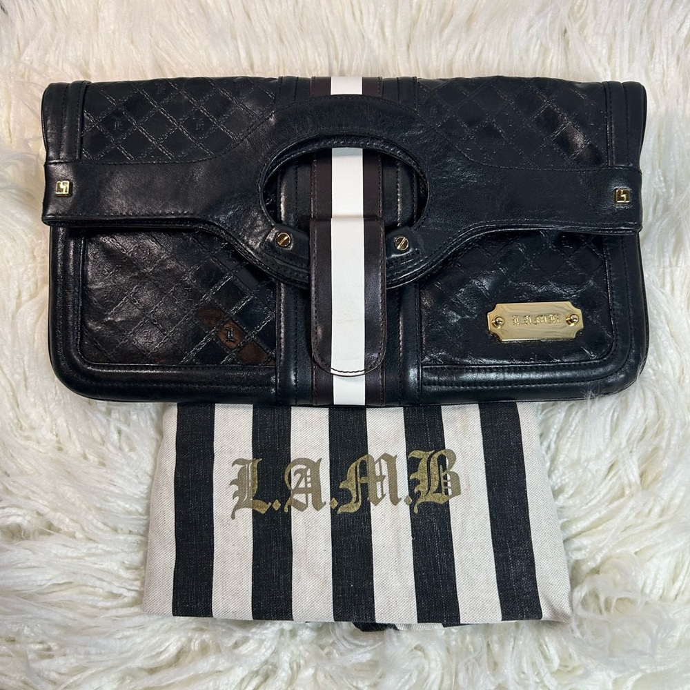 L.A.M.B. Designer Black 💯 Leather Clutch🖤